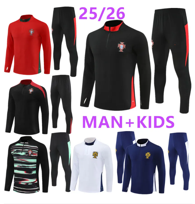 2024 25 26 Portugal Kids Football Tracksuit Men Soccer Training wear kit Chandal Entrenamiento Survetement Calcio Trainingsanzug Uniforme de treino de futebol