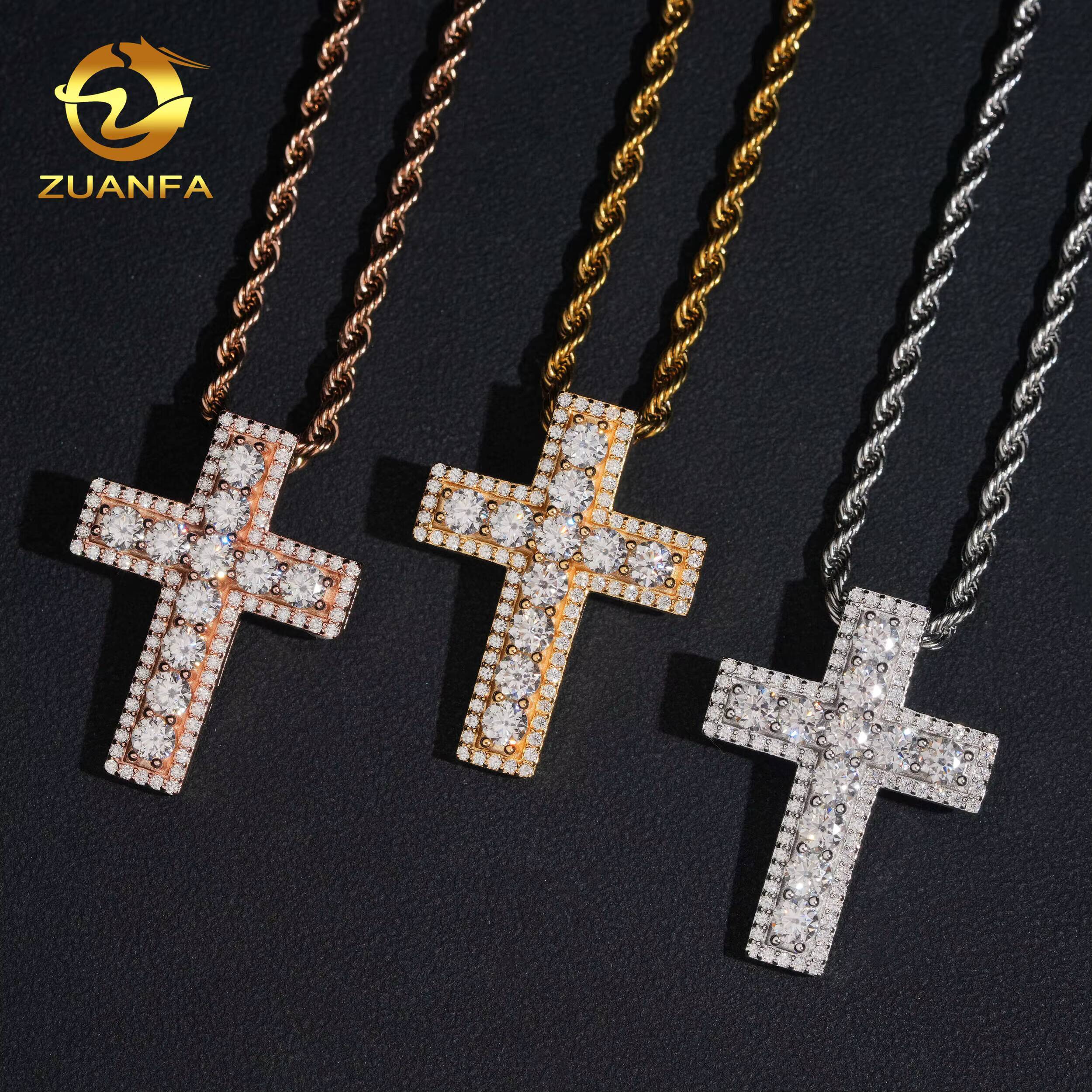 Hip HopJewelry VVS Moissanite Diamond Iced Out Pendant Cross Pendant Silver 925 Moissanite Custom Pendant Instock