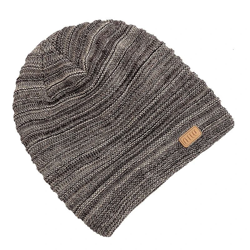Style Unisex Slouchy Winter Hats Men Women Striped Mix Warm Beanie Cap NIU Label Decor Plush Fur Lined Knitted Hat 251013