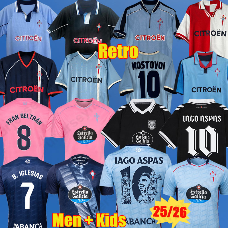 25 26 RC Celtas de Vigo HUGO SOTELO IAGO ASPAS Soccer Jerseys Retro 1997 98 HUGO A. ALFON WILLIOT 2025 2026 B. IGLESIAS MOSTOVOI ALFON CARREIRA football shirts kids kit
