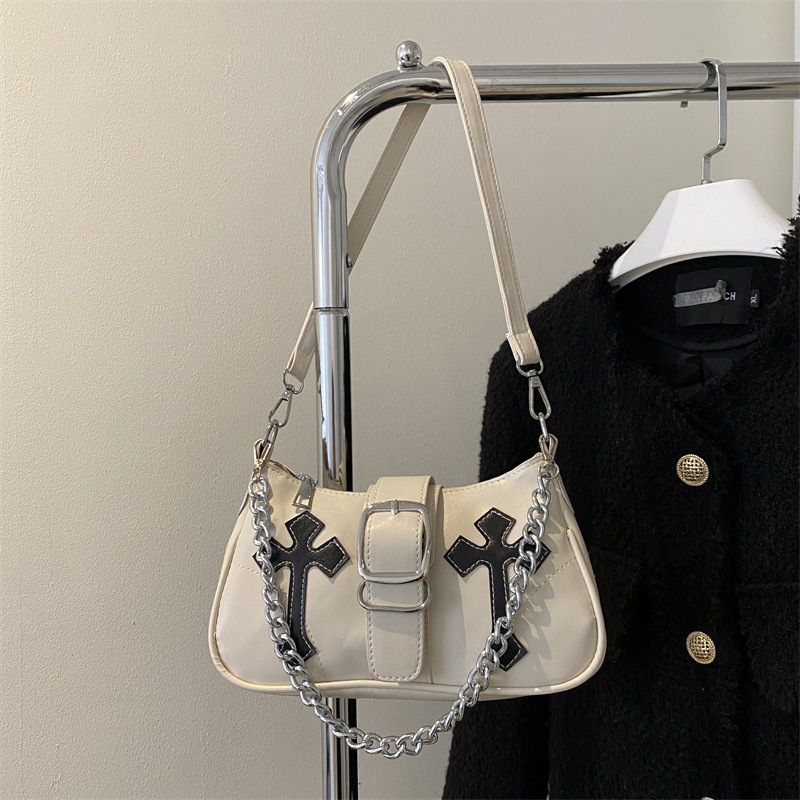 2025 New Fashion Women's Bag, Korean Color Block Chain Underarm Purse, Casual Small Square Shoulder Bag for Daily Use