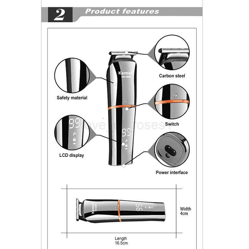 Kemei KM5898 11 IN 1 Grooming Kit for Hair Salon mens washable and rechargeable hair trimmer Z251029