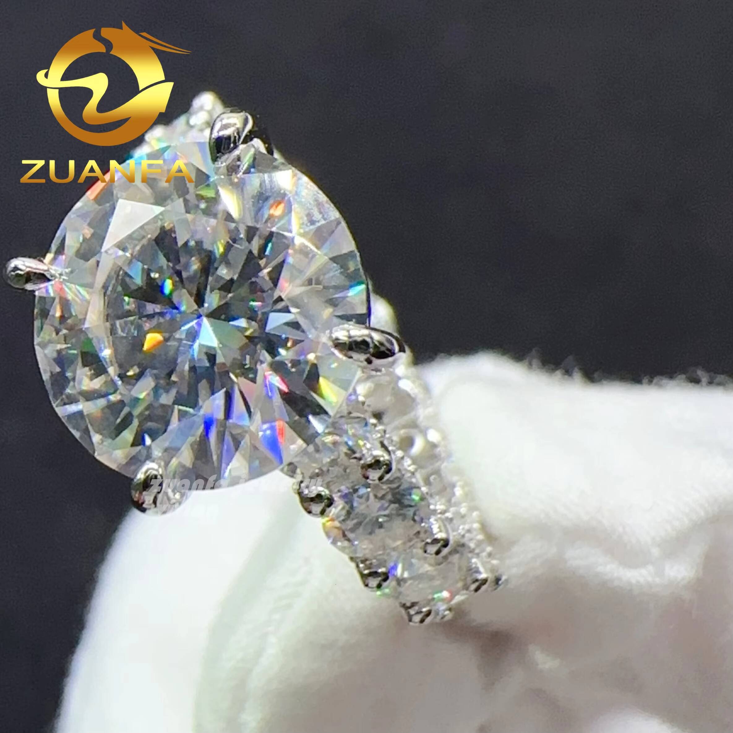 Custom Wedding Ring Silver d Color Vvs Moissanite Iced Out Diamond Hip Hop Jewelry Rings Women Engagement