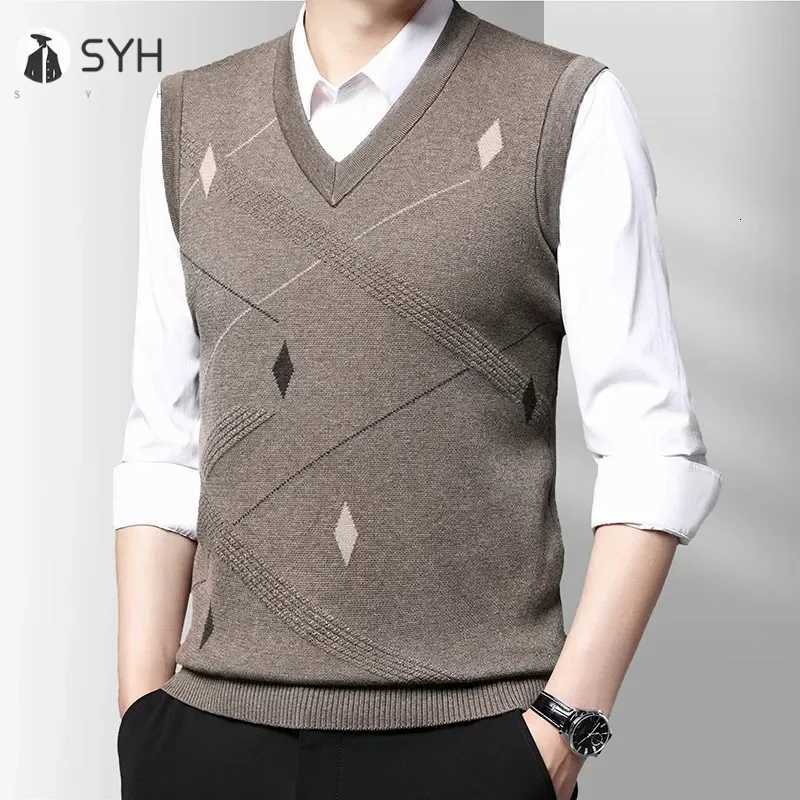 Mens Thickened Casual Sweater Tank Top Autumn and Winter Warm Mens Vest W251029