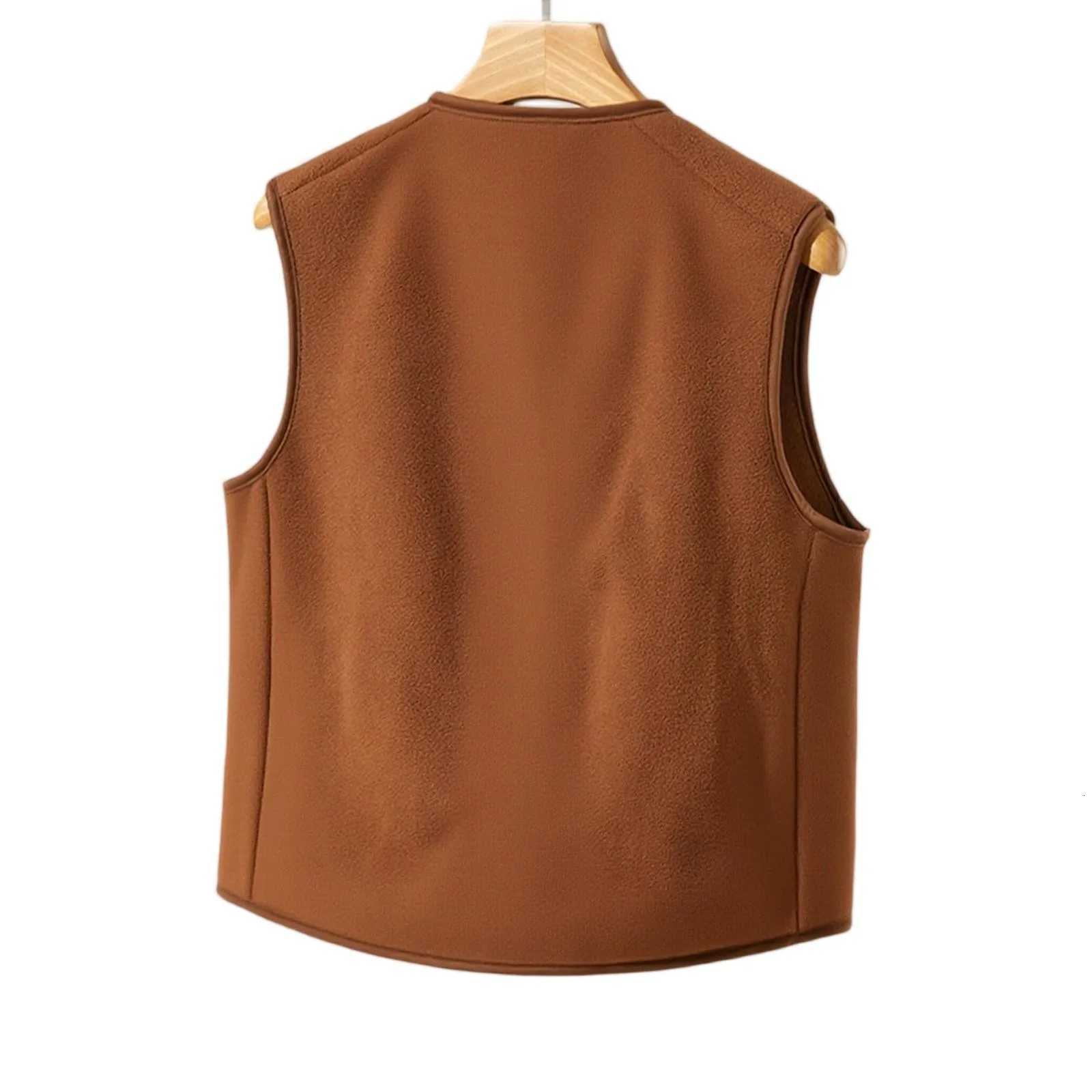 Mens Autumn Winter Light Luxury Fashion Fleece Waistcoat Sleeveless Vest Jacket Casual Solid Color Sleeveless Jackets W251029