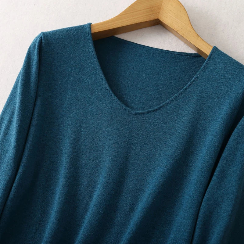 Women 85 Silk 15 Cashmere V Neck everyday Long Sleeve Pullover Sweater Top Shirt LY005 251029