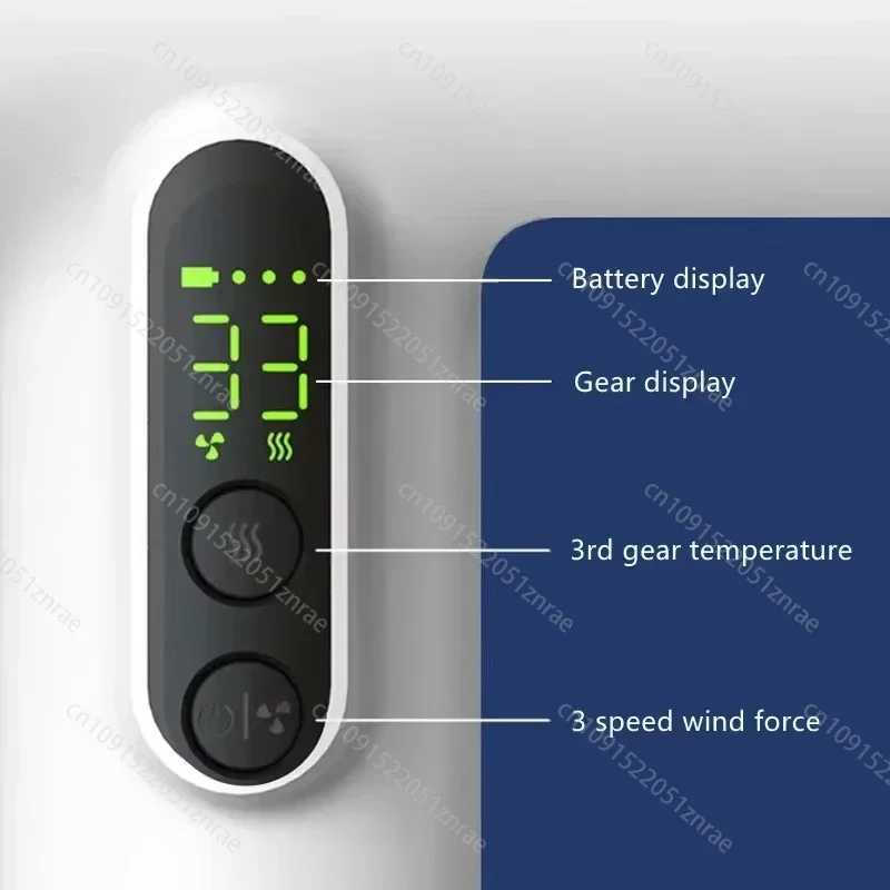Wireless Hair Dryer USB Cordless Portable Travel Rechargeable Strong Wind Low Noise 3 Gears Hair Dryer with Lcd W251029