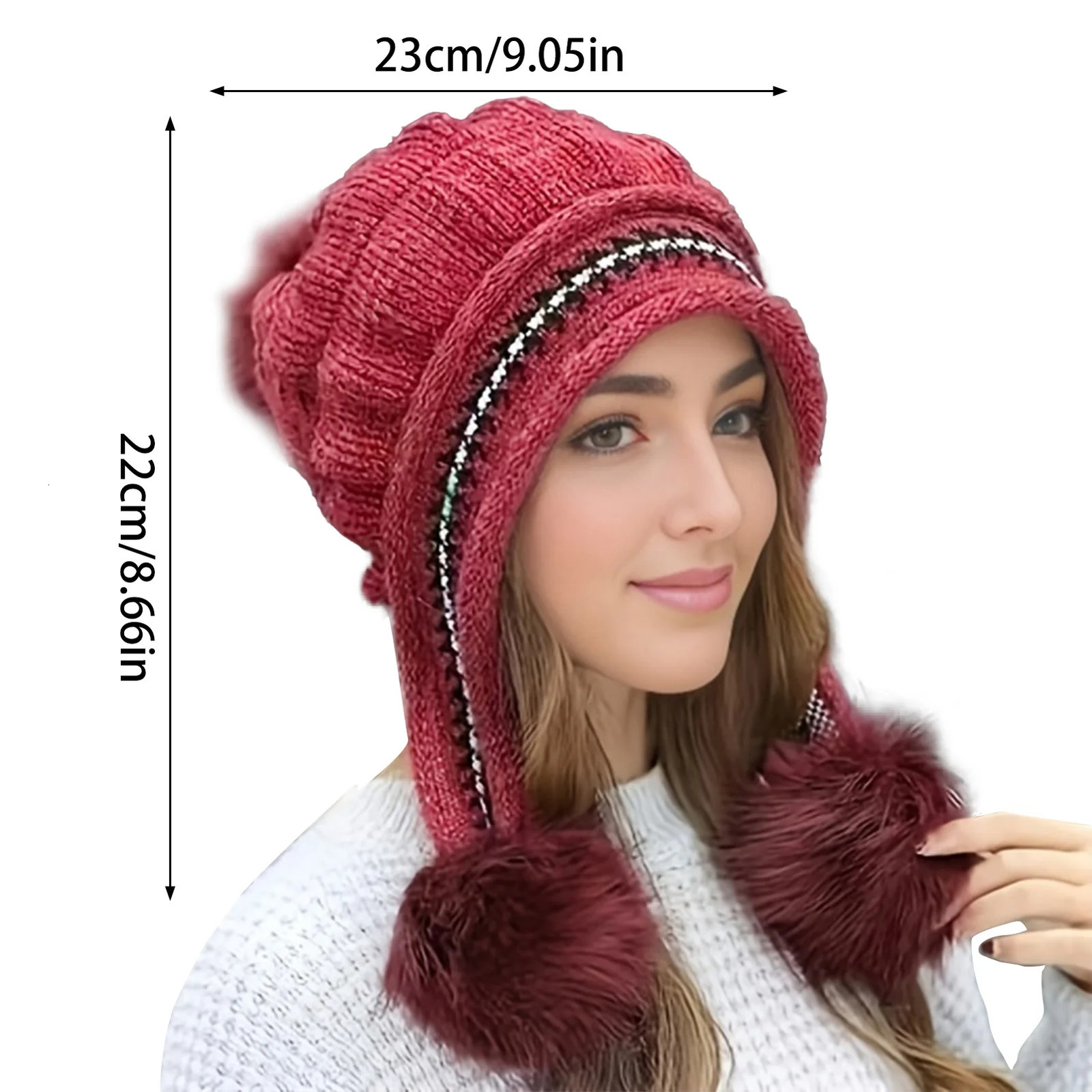 Soft Winter Warm Fur Hat Fleece Lined Earflap Hat For Women Knitted Beanie Casual Slouchy Thick Thermal Cap For Cold Weather 251029