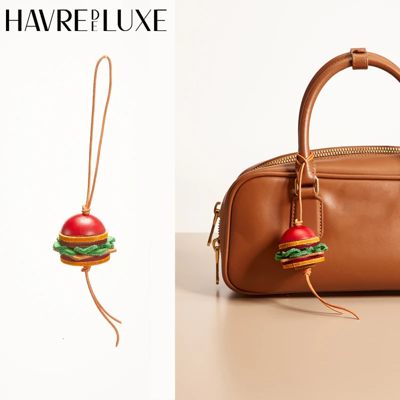 Hamburger leather bag charm lantern strawberry keychain decoration pendant Womens backpack exquisite accessories 251029