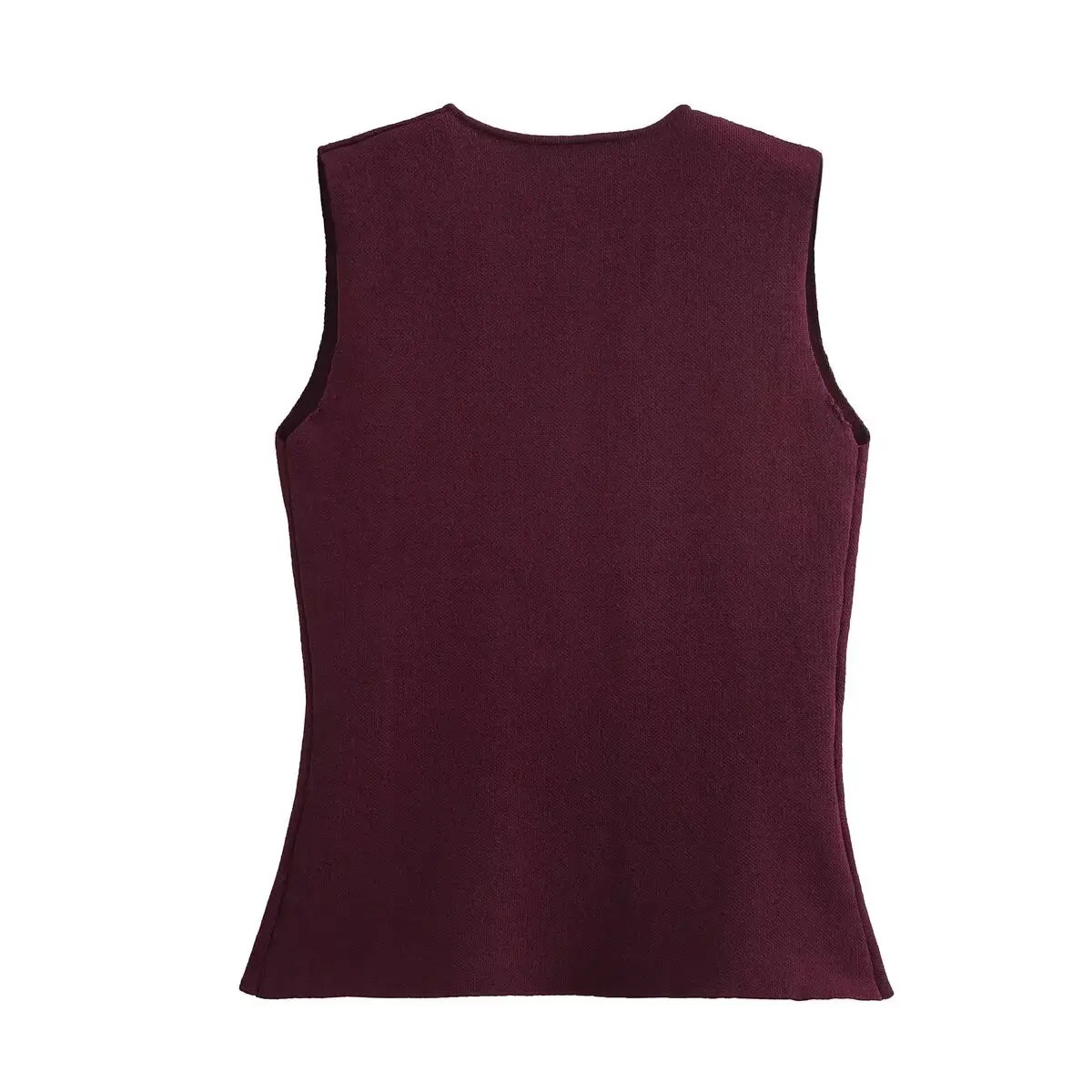 European and American style womens clothing fashion solid color Vneck button decoration vest 251029