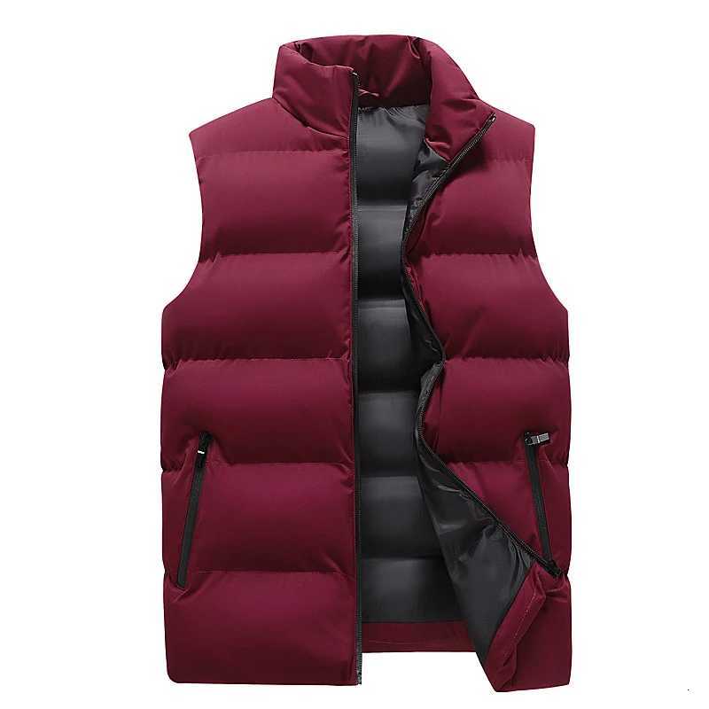 Mens waistcoat with thick stand up collar versatile for autumn and winter warm cotton vest sleeveless waistcoat loose top W251029