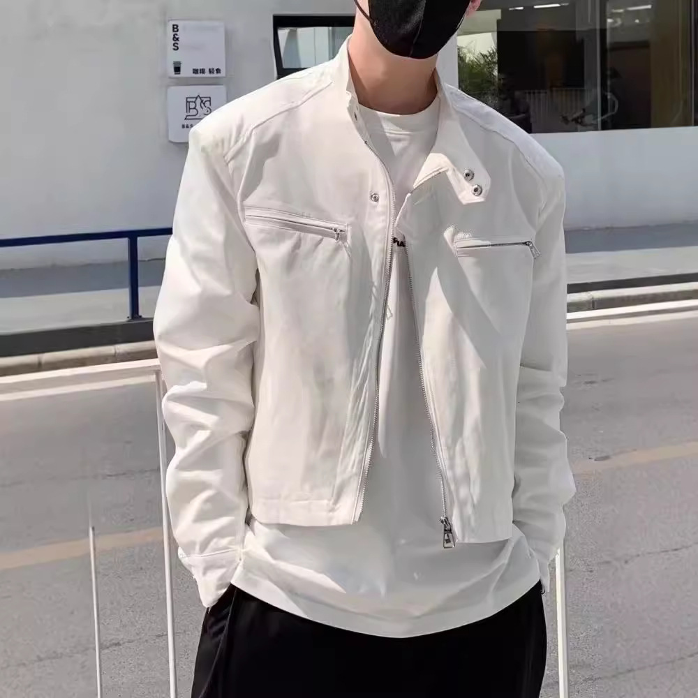 High-end Shoulder-padded Designer Jacket Short Functional Jacket For Men Spring And Autumn Niche American High Street Trendy Brand Vibe Style Motorcyc