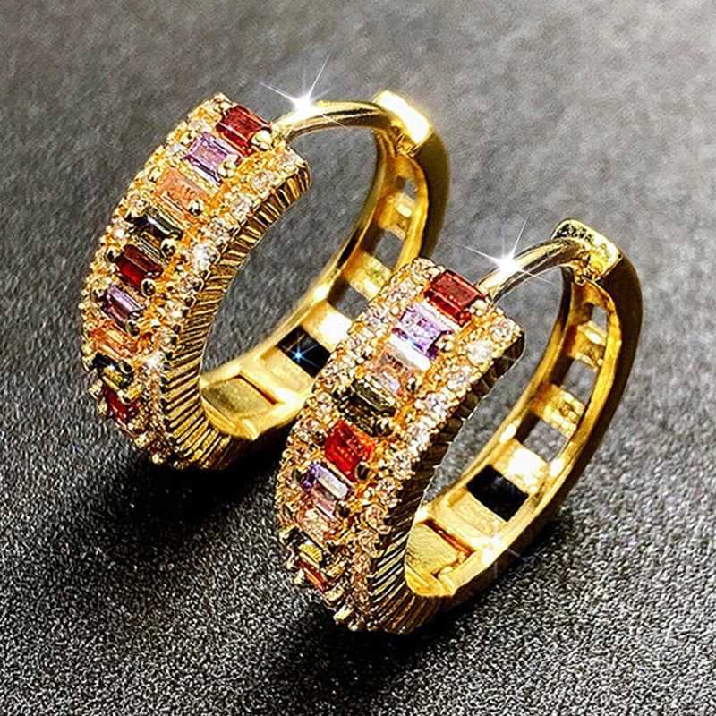Ins New Fashion Colorful Exquisite Zircon Earrings 14k Plated Gold Plated Minimalist Romantic Luxury Earring Accessories PendantW251029