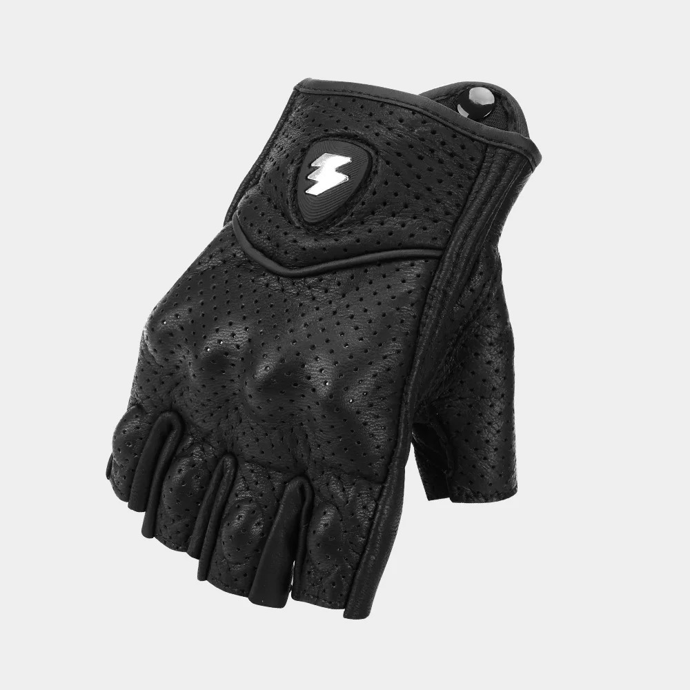 Motorcycle gear gloves Real Leather Gloves halffinger black 251013