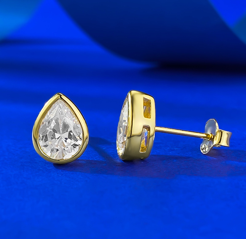 Choucong Stud Earrings Women Simple Fashion Jewelry Real 100% 925 Sterling Silver Pear Cut White Lab Moissanite Diamond Water Drop Lady Earrings Lover