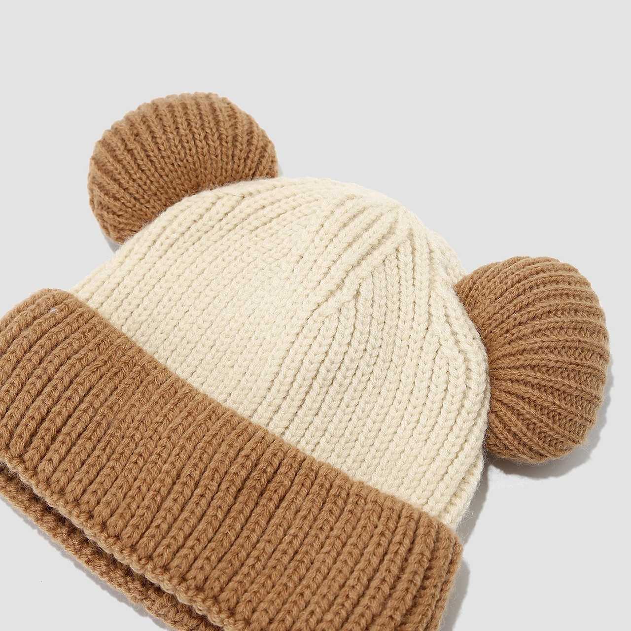 Cute Bear Beanie Winter Warm Children Knitted Hat 18Year Boys Girls Thicken Woolen Crochet Bonnet Cartoon Kids Pullover Cap251028