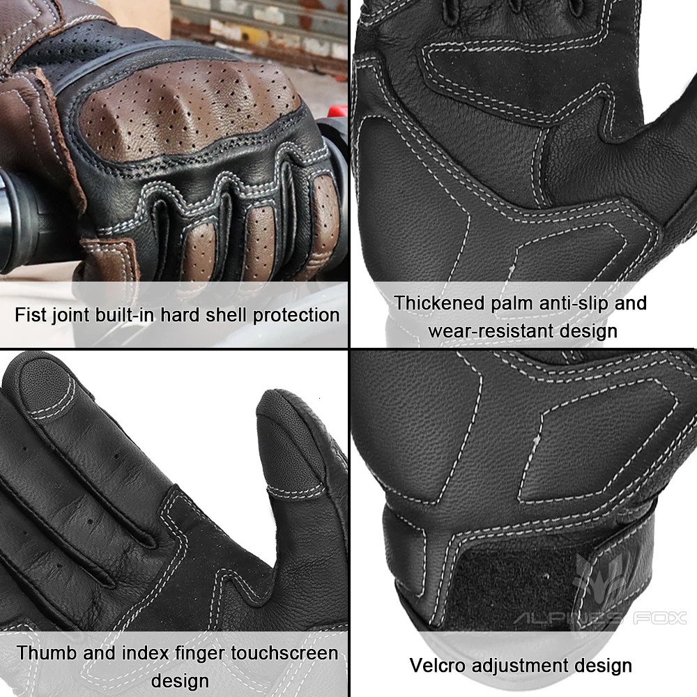 Brown Vintage Leather Motorcycle Gloves Men CE Certification Motorbike Riding Touch Screen Motocross Moto Racing Biker Glove XXL 251013