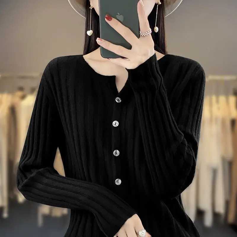 Autumn Winter Knitted Cardigan Short Sleeve Slim Fit Versatile Sweater CoatT251028