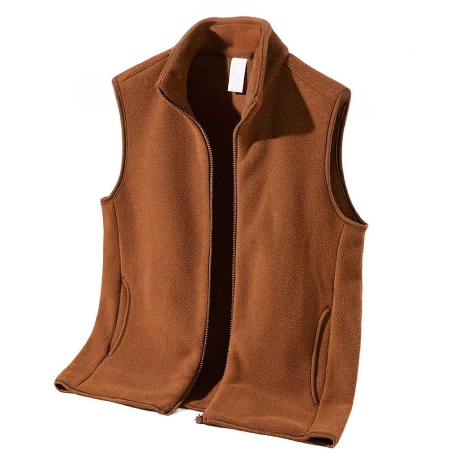Mens Autumn Winter Light Luxury Fashion Fleece Waistcoat Sleeveless Vest Jacket Casual Solid Color Sleeveless Jackets W251029