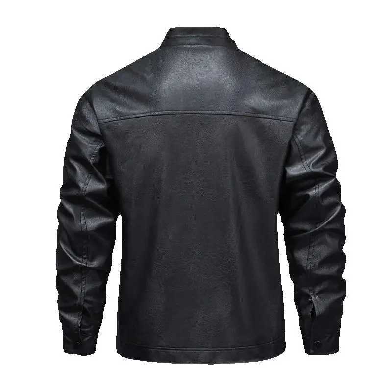 Thin fleece leather jacket mens coat 2025 new spring and autumn leather jacket mens top windproof and casualT251029