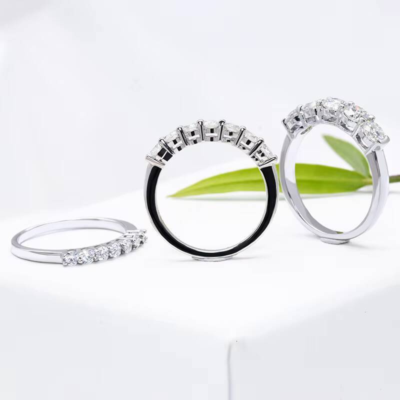 Solid Gold Jewelry 14k 18k White Gold Moissanite Diamond Ring White D VVS Moissanite Eternity Band Ring for Engagement Wedding