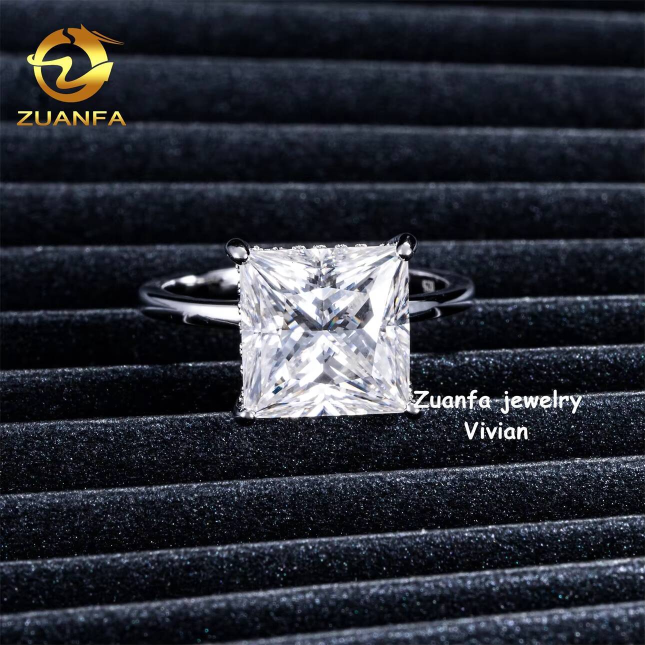 Silver 925 GRA Certification D Color VVS Moissanite Diamond Luxury Fashion Pass Diamond Tester Women Wedding Rings