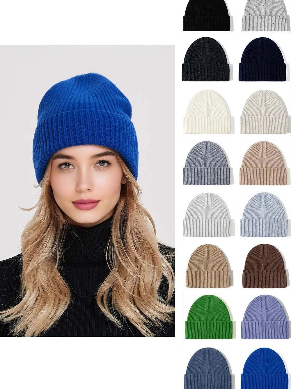 Wool Beanies Women Knitted Cap Hat Men Winter Warm Bonnet 251029