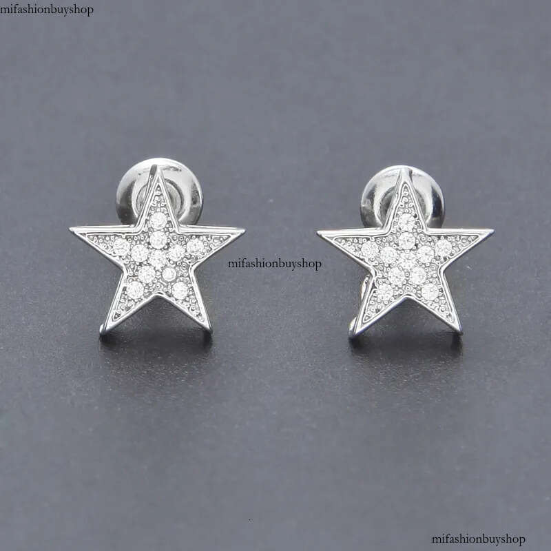 Mens Hip Hop Stud Earrings Jewelry Fashion High Quality Gold Sier Five-pointed Star Earring For Men