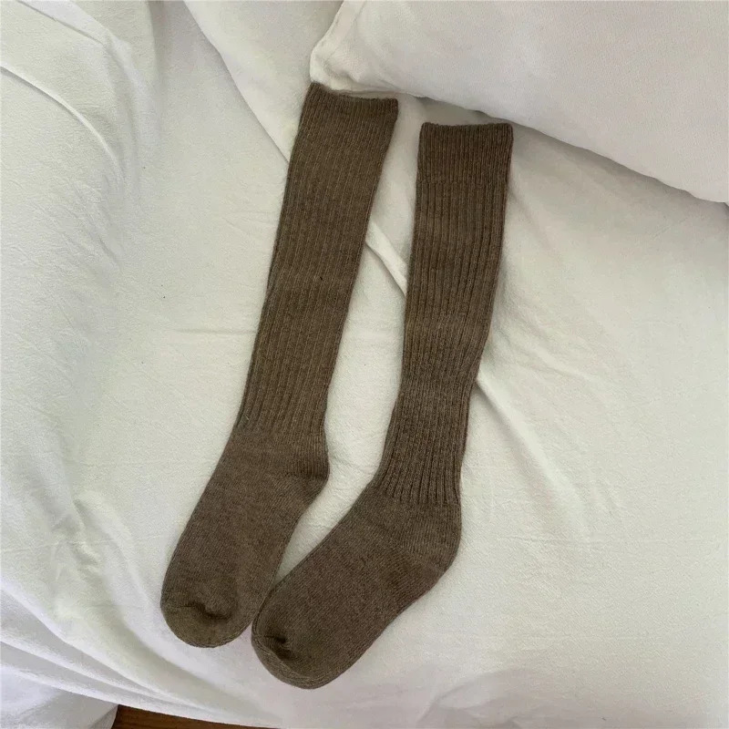 Women Long Socks Cashmere Women Boot Solid Wool Thigh Stocking Skinny Casual Cotton Over KneeHigh Fluffy Female Long Knee Sock 251029