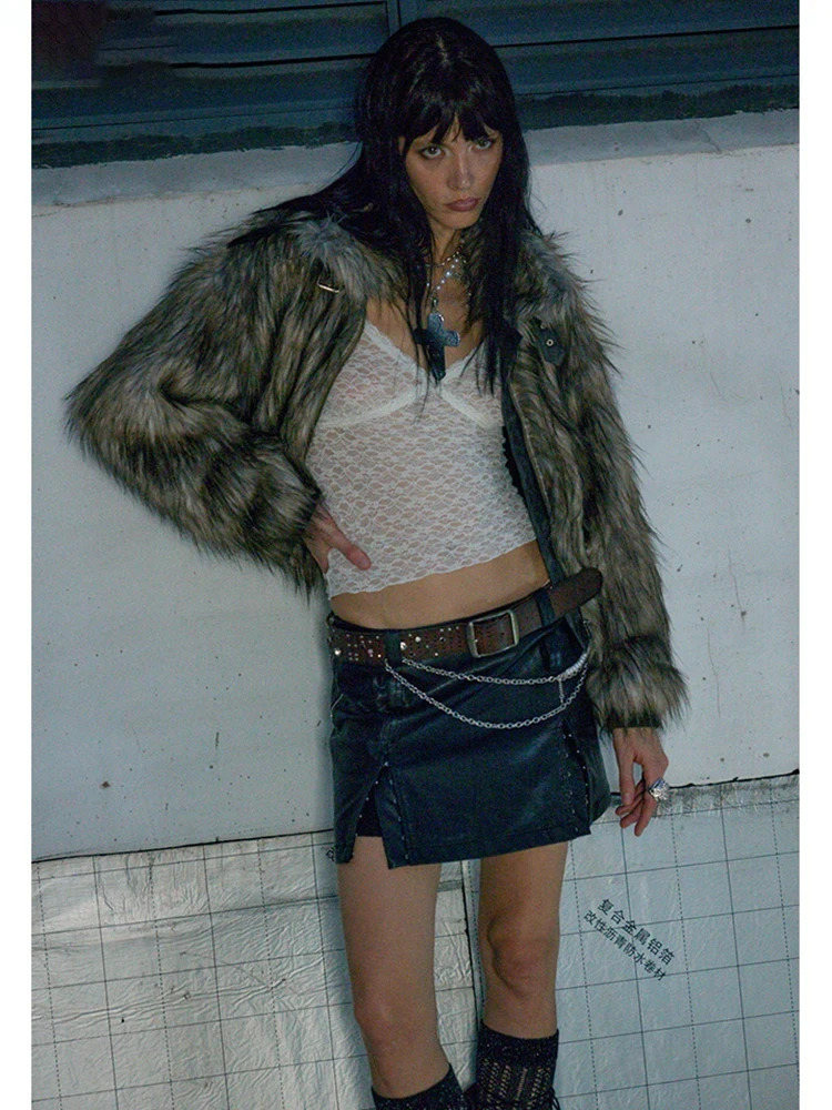 Mauroicardi Spring Winter Cool Short Warm Thick Hairy Shaggy Patchwork Faux Fox Fur Coat Jacket Women Clothes 251029