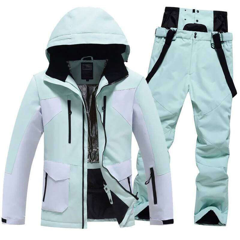 Women's Winter Snow Suit Sets Snowboarding Clothing Skiing Costume 10K Waterproof Windproof Ice Coat Jackets And Strap Pants