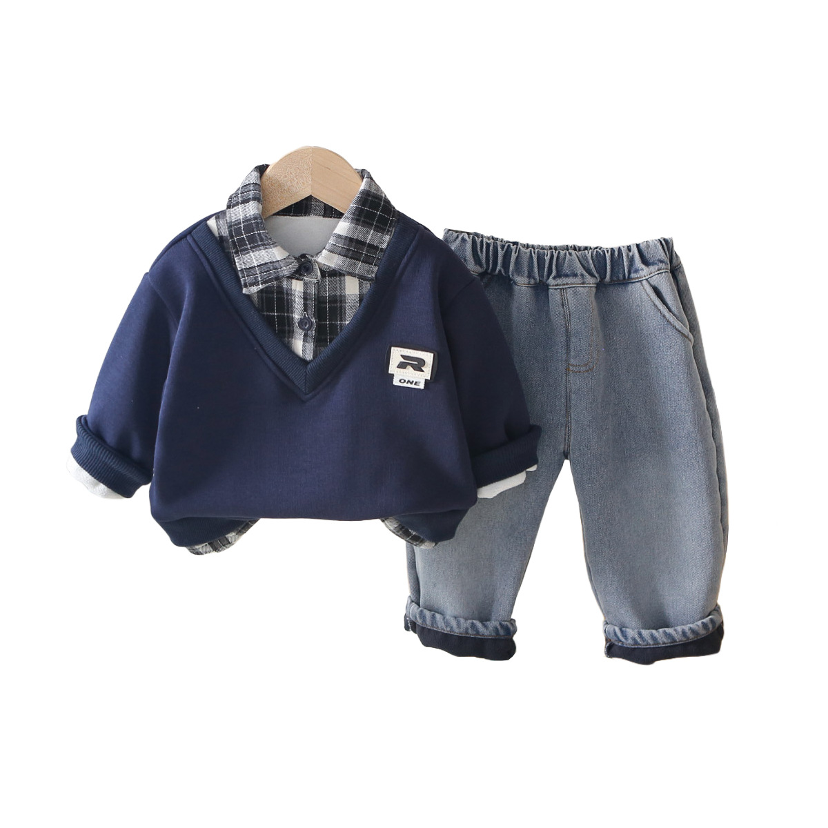 kids tracksuit 2025 New Warm Boys Clothes, Fleece Lined Mock Three Piece Hoodie Set, Casual Winter Outfit for Toddler Kids Daily Playtime