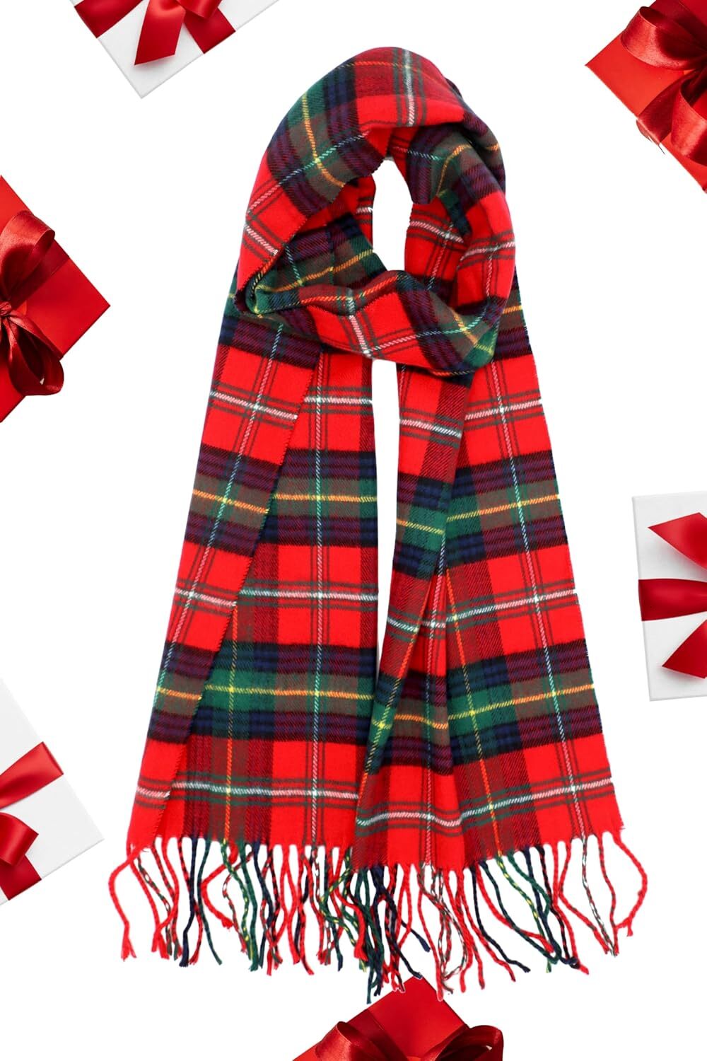 Custom Scottish Tartan Plaid Scarf Warm Cashmere Feel Winter Scarf Scarves for Holiday Christmas Daily Wear