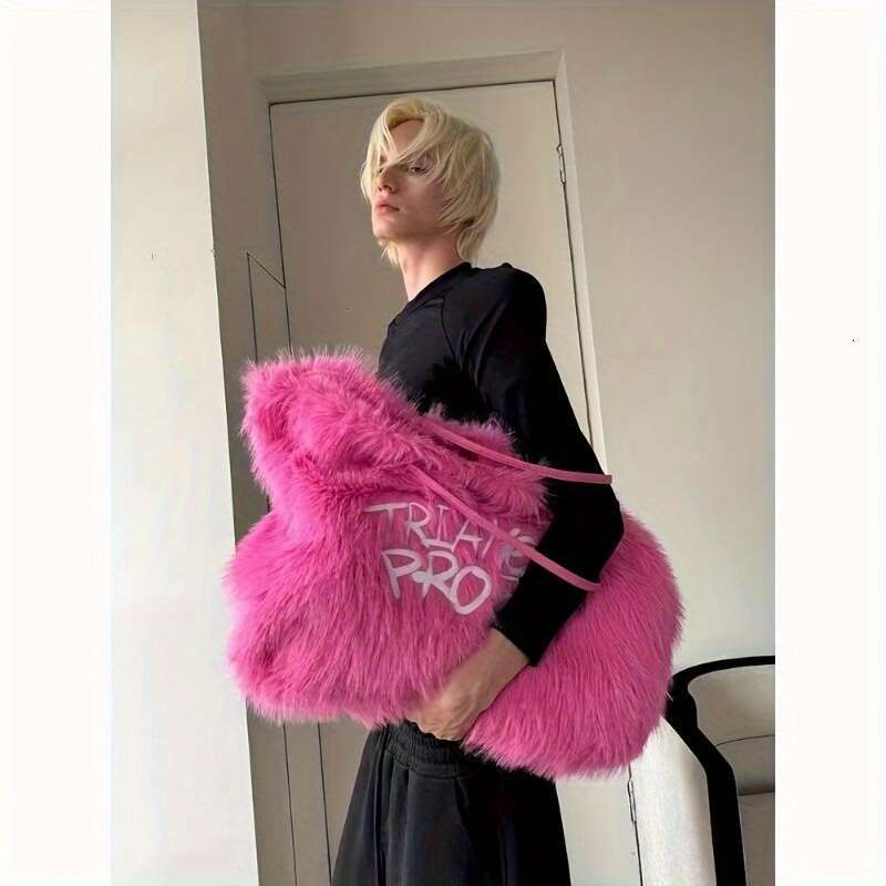 Large Crossbody Bag Elegant Fur Shoulder Purse, With Detachable Strap, Spacious Tote For Everyday, Travel, Parties Available In