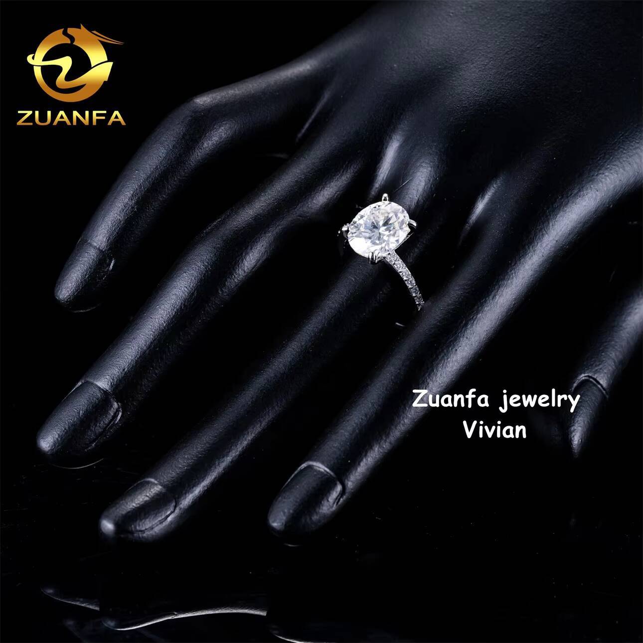 Luxury Sterling Silver 925 GRA Certificated VVS Moissanite Diamond Iced Out Women Wedding Rings Pass Diamond Tester