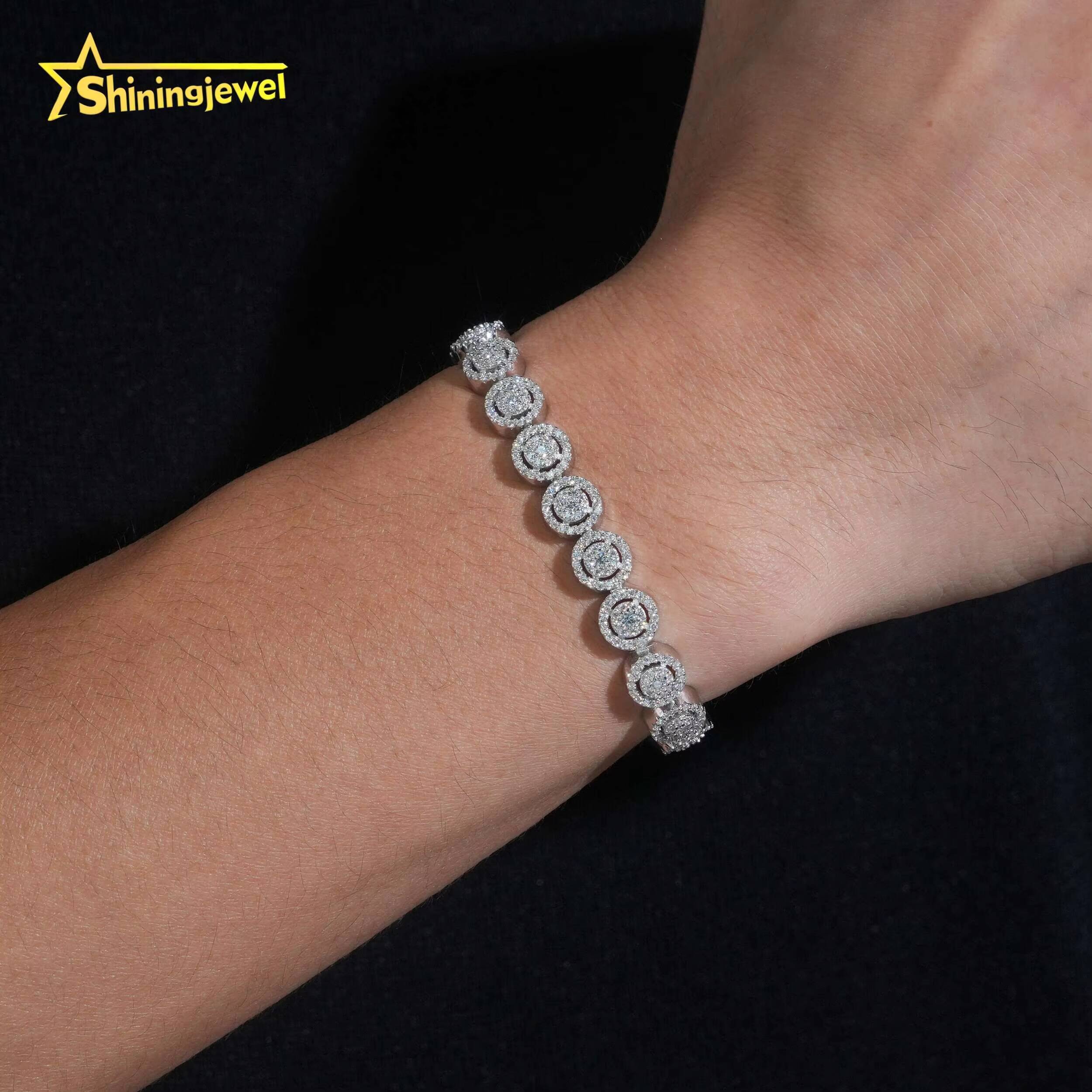 Men Bracelet Luxury Hip Iced Out 8mm Moissanite Cuban Bracelet GRACertificate Custom 925 Silver Bracelet Men Fine Jewelry