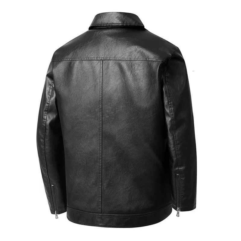 Men Fall Winter PU Leather Jackets 2025 Mens Turn Down Collar Motorcycle Leather Jacket Mens Black Casual Jackets Big Size M8XLT251029