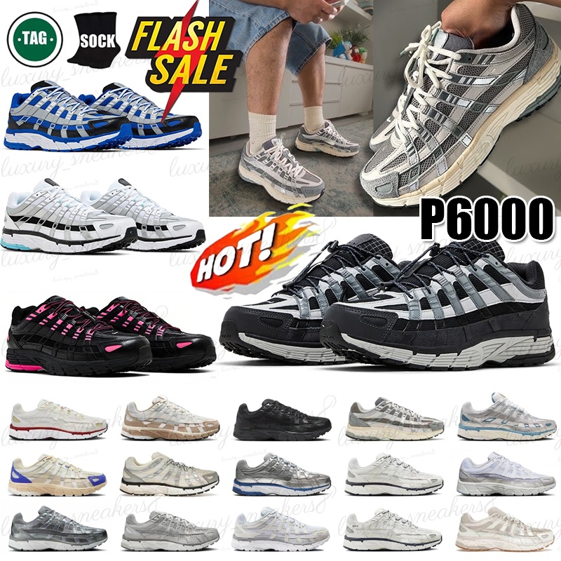 Free shipping designer P6000 P 6000 Triple Black White Khaki Wolf Grey Metallic Womens Outdoor Sports Trainers Casual mens shoes sneakers