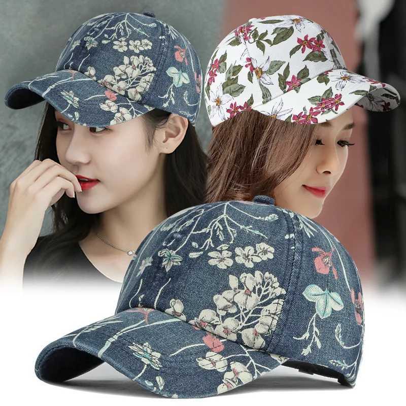 Boho Tropical Print Baseball Cap Women Outdoor Washed Denim Cap Female Fashion Visor Bohemian Jeans Men Sport Street Sun HatsW251029