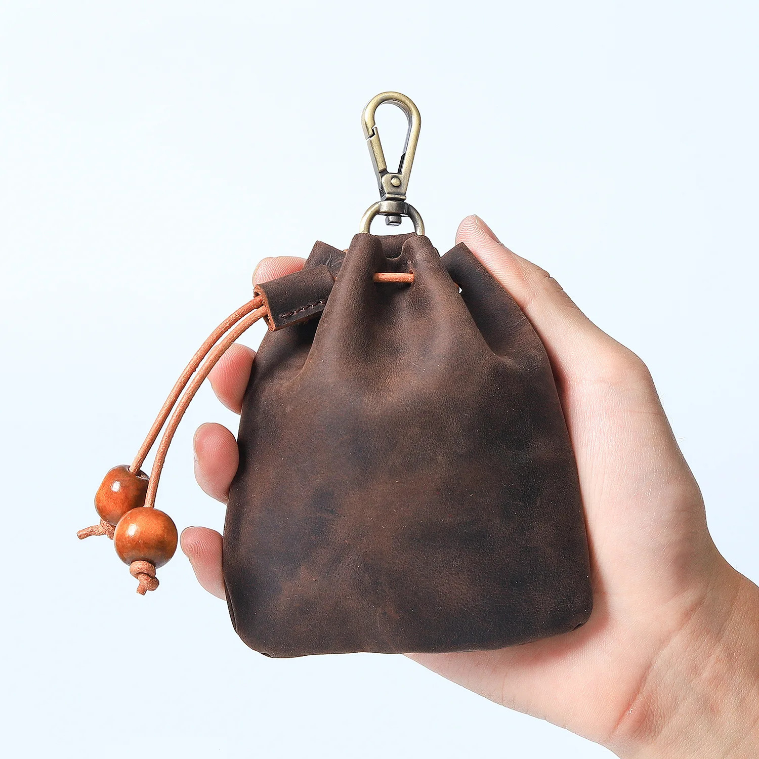 Multi Functional Genuine Leather Coin Purse Key Holder String Money Bag Waist Pouch Retro Cowhide Wallet Travel Supplies 251029