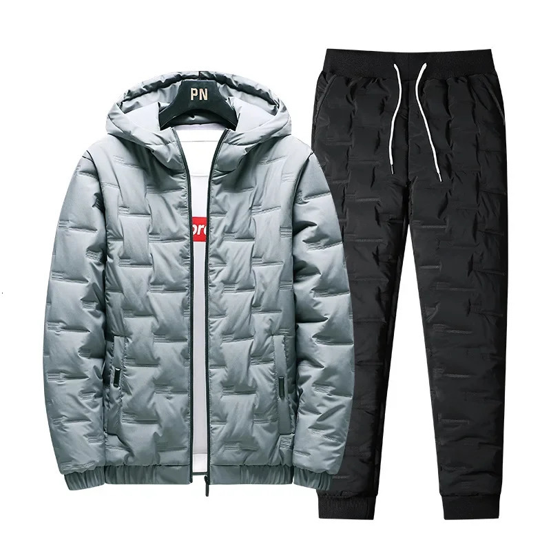 3PC Men Winter Down Cotton Sets Mens Thick JacketPants Suit Man Hooded Sweatshirt Sportswear Tracksuits Male Hoodie Sweatsuits 251028
