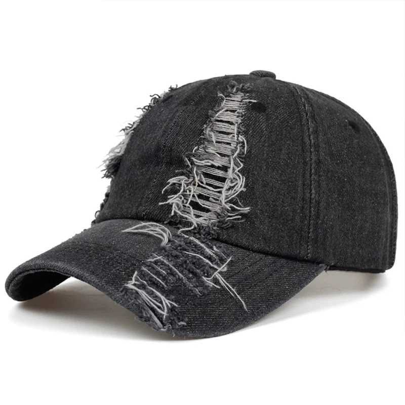 Holed Baseball Caps Vintage Washed Distressed Cap Fashion Sports Denim Hats Plain women Men Dad CapsW251029