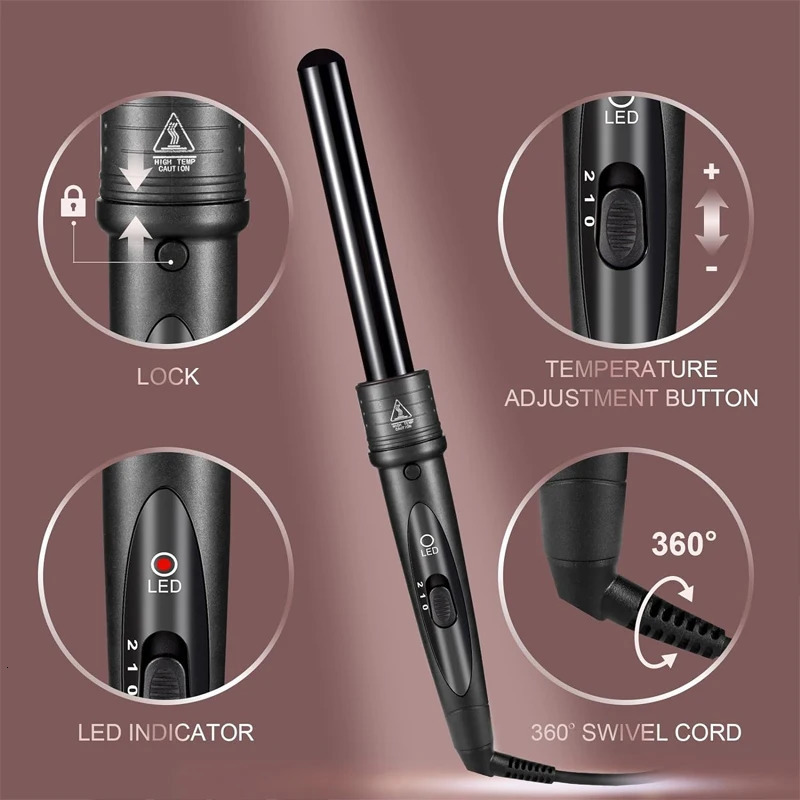 PTC Heating Multifunction Rotary Curling iron 5 in 1 interchangeable Curling tool Quickly heating ceramic barrel curling iron 251029
