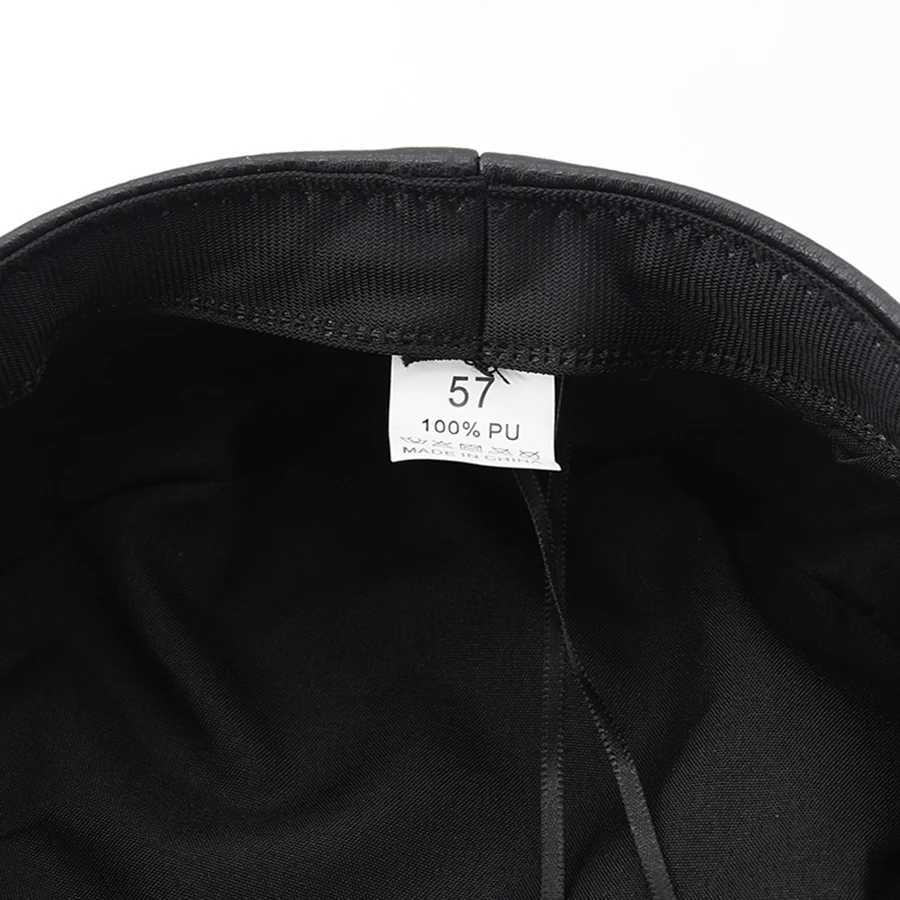 Womens Trendy Beret Black Pu Leather Flat Top Captain Military Caps Womens Accessories