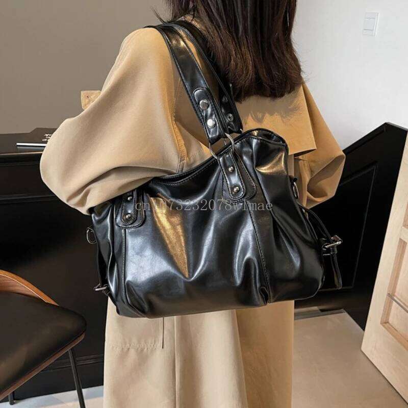 Fashion Classic Versatile Large Capacity Shoulder Soft Commuter Retro Handbag Pu Leather Ladies Tote Bags Women Shopping Bag