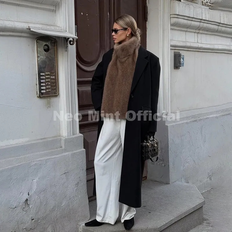 Neo Mint Fashion Faux Fur Sable Vest Crop Top Autumn Winter Turtleneck Eco Mink Tank Tops Sleeveless Jacket Coat 251028