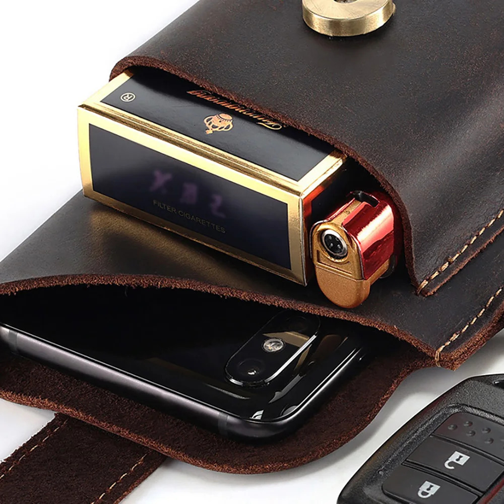 Vintage Genuine Leather Waist Bag Cellphone Loop Holster Mens Belt Bag Phone Pouch Wallet Phone Case 251021
