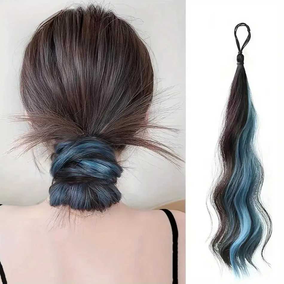 50cm Highlight Hair Bundle Wavy Synthetic Ponytail Hair Accessories Fluffy Selfwinding Chignon Ponytail Hairpiece For Daily UseW251028