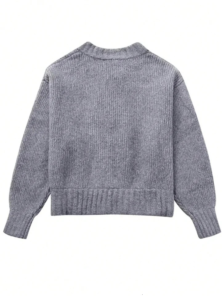 Lightweight Warm Womens Casual Crew Neck Cardigan Solid Color Fall Winter Fashion Chic Open Front with Chain Detai 251029