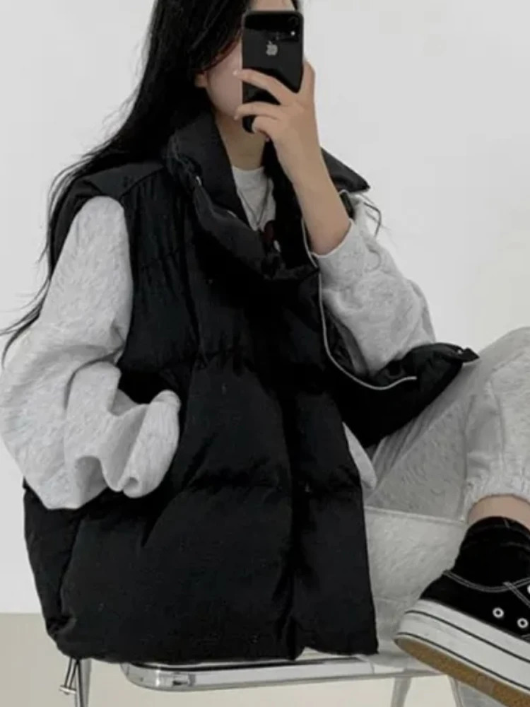 Ele Cotton Vest Outerwear Womens Autumn Winter Sle Stand Collar Svel oulder Pad Warm Loose Cotton Jaet 251029